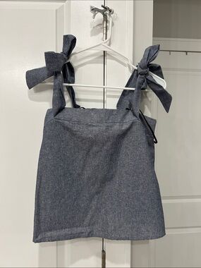 Lulu's Blue Tie-Shoulder Chambray Tank Top